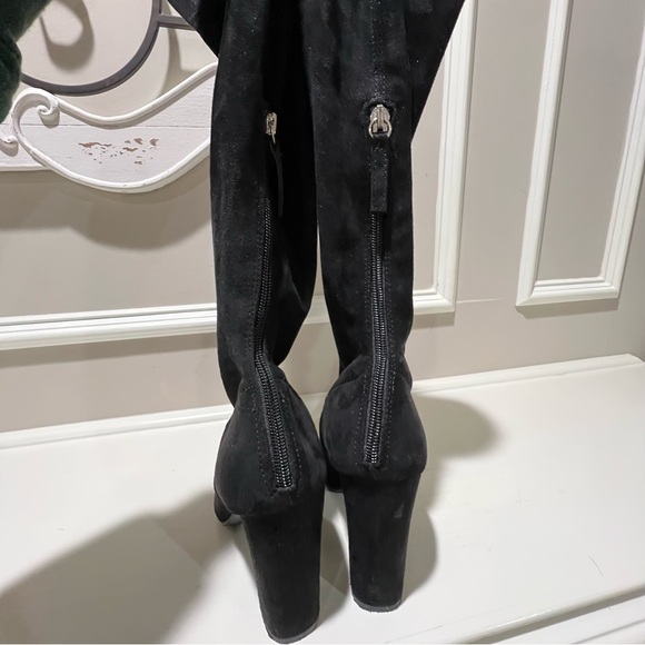 Steve Madden Emotions Black Suede Over-the-Knee Block Heel Boots - Picture 8 of 9